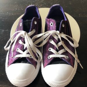 Converse sneakers purple and white